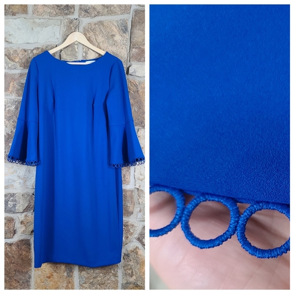 Calvin Klein Dresses & Skirts - 🎉HP🎉 Calvin Klein 14 Bell Sleeve Crepe Sheath Dress